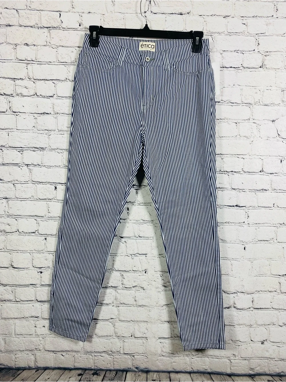 NWT Etica Women's Railroad Stripe Skinny Jeans 100% Organic Cotton.  W30x28